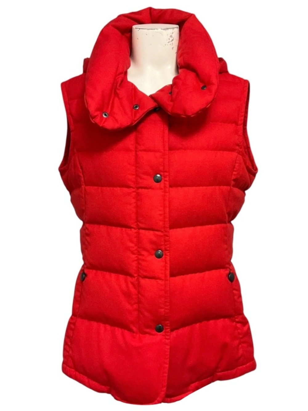 AKRIS PUNTO RED QUILTED WOOL DOWN PUFFER VEST